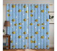 Cortinas opacas de abeja, diseño de flores juguetonas y fantasías, color amarillo, con aislamiento térmico, para dormitorio, decoración de habitación de niños, 132 x 160 cm