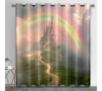 Cortinas opacas de castillo para dormitorio, cortina térmica de castillo de cuento de hadas, cortinas opacas de ensueño para escuela, aula, guardería, dormitorio, 46 x 63 pulgadas, 2 paneles