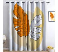 Cortinas opacas de color beige con hojas bohemias, texturas, minimalismo, cortinas opacas, cortinas térmicas, para dormitorio, salón, juego de 2, 229 x 117 cm