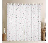 Cortinas opacas de estrellas rosadas y grises, lindas estrellas que oscurecen los sueños para niños y niñas, cortinas de ventana con estrellas rosadas, tratamientos de ventana kawaii (2 paneles, 46