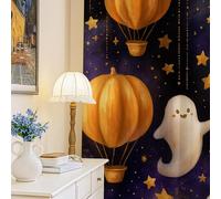 Cortinas opacas de fantasma, calabaza, globo aerostático de Halloween, naranja, sin arrugas, cortinas de bloqueo de luz para apartamento, sala de estar, dormitorio, 52 x 95 pulgadas