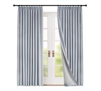 Cortinas opacas de felpilla de lujo de 72 pulgadas de ancho x 102 pulgadas de largo, plisadas, con ganchos y alzapaños, paneles térmicos para ventana, dormitorio, sala de estar, guardería, hotel