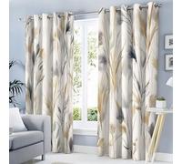 Cortinas Opacas De Hierba De Acuarela Abstracta para Dormitorio, Cortinas De Plantas Naturales Beige De 140Anx260Al Cm para Sala De Estar, Cortina De Ventana con Ojales Térmica Aislante