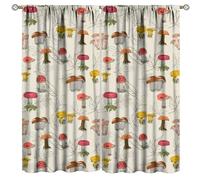 Cortinas opacas de hongos, estampado de setas de dibujos animados, decoración del hogar, dormitorio, sala de estar, cocina, tratamiento de ventanas, juego de 2 paneles, tamaño total de 42 pulgadas de