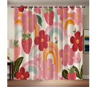 Cortinas Opacas de Ilustración Medieval Cortinas de Dormitorio con Fresas Flores 2 Paneles Cortinas de Ojales térmicos para Sala de Estar 2X 140An x 280Al cm