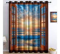 Cortinas opacas de paisaje chino con diseño de ciudad antigua, suaves, insonorizadas, con ojales, aislamiento térmico, cortinas de oscurecimiento para dormitorio, sala de estar, 2 paneles, 168 cm de