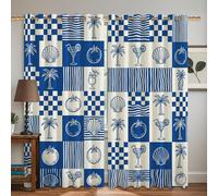 Cortinas opacas de palma, conchas tropicales, tomates costeros, cortinas de ventana con aislamiento térmico para dormitorio, decoración de habitación de niños, 52 x 63 pulgadas