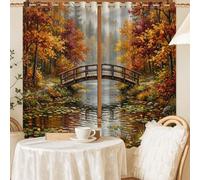 Cortinas opacas de puente, árboles rústicos de naturaleza, otoño, color naranja, sin arrugas, para dormitorio, habitación de niños, guardería, decoración de 52 x 54 pulgadas