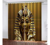 Cortinas Opacas De Salón Decoración para Habitación Dormitorio Moderno con Ojales 2 Piezas 200x220 Cm 3D Faraón Egipcio Dorado Salon Y Dormitorio Conjunto De 2 Piezas, para Niñas, Niños