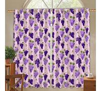 Cortinas opacas de uvas, hojas de vides botánicas de frutas, violeta de verano, aislamiento térmico, cortinas de oscurecimiento de habitación, para sala de estar, cocina, 42 x 45 pulgadas