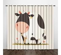 Cortinas Opacas dibujos a nima dos, Cortinas Salon Modernas 2 Piezas 140x220 CM Va ca Lechera Cortinas Termicas Aislantes Frio y Calor Blackout Curtains con Ojales Cortinas para Dormitorio/Comedor