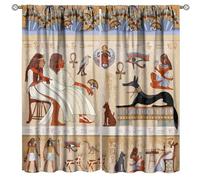 Cortinas opacas egipcias antiguas, decoración del hogar retro del antiguo Egipto, dormitorio, sala de estar, bolsillo para barra, 2 paneles, tamaño total 106.7 cm de ancho x 114.3 cm de largo