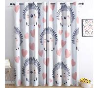 Cortinas opacas estampadas con ojales color claro, dibujos animados de animales erizos, amor, opacas, térmicas, aislantes, cortinas protectoras para la privacidad, para dormitorio, sala de estar, 220