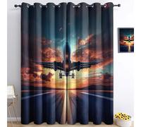 Cortinas opacas estampadas con ojales de avión celeste, fotografía surrealista, cielo opaco, térmico, aislamiento térmico, cortinas protectoras para dormitorio 280 x 260 cm