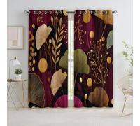 Cortinas opacas estampadas con ojales Plantas Flores Rayas Arte Abstracto 100% Opacas Aislado Térmico Cortinas Protectoras de Privacidad para Dormitorio Salón 260 x Ancho 280 cm