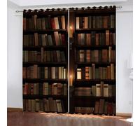 Cortinas Opacas Estantería Retro Cortinas Térmicas Aislantes con Ojales 2 Piezas 3D Biblioteca Cortina Blackout para Cocina Ventana Dormitorio Niños 2X 70x160 cm A/4645