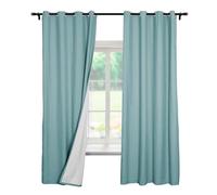 Cortinas opacas extra anchas de 100 pulgadas de ancho x 96 pulgadas de largo, color azul Nilo, cortinas con aislamiento térmico para dormitorio y patio, tratamiento de ventanas opacas sólidas