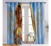 Cortinas opacas Fantasía Ángeles Alas Bola De Cristal Azul para infantiles y juveniles, cortinas con aislamiento térmico ojales niños Dormitorio guardería Sala de Estar, 2 paneles 117 x 230 cm