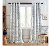 Cortinas Opacas Flor Aplastada Estampado Blanco, Cortinas Salon Modernas 2 Piezas 140x200 CM Cortinas Termicas Aislantes Frio y Calor Blackout Curtains con Ojales Cortinas para Dormitorio/Comedor