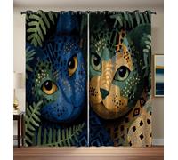 Cortinas Opacas Gatos Al Estilo Matisse para Sala De Estar, Dormitorio, 260 Cm, Visualmente Impactante, Cortina con Ojales, Aislamiento Térmico, Reducción De Ruido, 2 Paneles, 140 X 260 Cm
