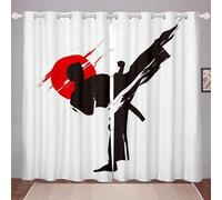 Cortinas Opacas Guantes Vacios Cortinas Térmicas Aislantes con Ojales 2 Piezas 3D Artes Marciales Japonesas Cortina Blackout para Dormitorios de Niños Cocina Ventanas Bajas 2X 100x160 cm A/5626