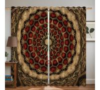 Cortinas opacas hexagonales, bohemias, modernas, circulares, rojas, con aislamiento térmico, estampado para decoración de ventanas de oficina, 107 x 213 cm