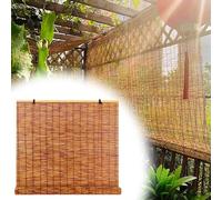Cortinas opacas impermeables y transpirables de bambú enrollables para ventanas, cortinas de paja para privacidad y patio al aire libre (60 x 150 cm (ancho x alto)