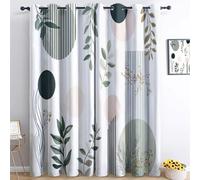 Cortinas opacas impresas a rayas abstractas con ojales, hojas geométricas abstractas opacas con aislamiento térmico, cortinas protectoras de privacidad para sala de estar 280 x 260 cm