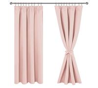 Cortinas opacas JIUZHEN con cinta de rizado, cortinas para oscurecimiento, cortinas para salón o dormitorio, cortina térmica rosa, H183 x B167 cm, juego de 2