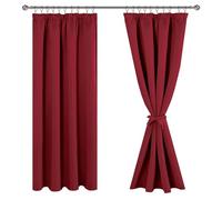 Cortinas opacas JIUZHEN con cinta para arrugado, cortinas para Navidad, cortinas opacas para salón, dormitorio, termocortina roja, H183 x B167cm, juego de 2