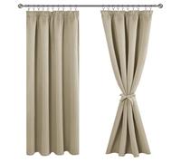Cortinas opacas JIUZHEN con cinta rizada, cortinas opacas para salón o dormitorio, cortina térmica color topo, H183 x B117 cm, juego de 2