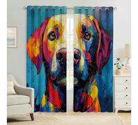 Cortinas Opacas Labrador Pintado Estampado 3D, Térmicas Aislantes y Reducción de Ruido para Dormitorio Salón y Habitación Infantil 2 Paneles 117An x 229Al cm