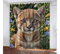 Cortinas Opacas LeóN, Cortinas Salon Modernas 2 Piezas 117x228 CM Animal Cortinas Termicas Aislantes Frio y Calor Blackout Curtains con Ojales Cortinas para Dormitorio/Comedor