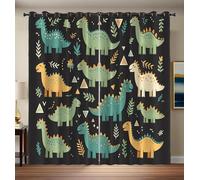 Cortinas Opacas Lindo Patrón Dinosaurio para Sala De Estar, Dormitorio, 160, Animales Dibujos Animados, Cortina con Ojales, Aislamiento Térmico, Reducción De Ruido, 2 Paneles, 140 X 160 Cm