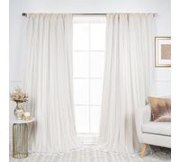 Cortinas opacas lisas con aislamiento t rmico y encaje de tul Best Home Fashion - Bolsillo para barra - Juego de 2 paneles - 132 cm de ancho x 24