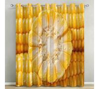 Cortinas Opacas Maíz Cortinas Térmicas Aislantes con Ojales 2 Piezas 3D Patrón de Cosecha de Maíz Amarillo Cortina Blackout para Ventanas Bajas de Salón Dormitorio o Comedor 2X 140x160 cm C/800