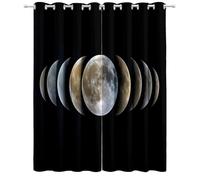 Cortinas opacas microfibra Blackout Ojales, 234An x 229Al cm Cortina Reductores sonido calor, Luna Astronomía Universo Espacio, con Estampado decoración Elegante para Salon Dormitorio de niñas