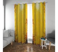 Cortinas Opacas Modernas abstractas en Acuarela, Vibrantes Cortinas de Ojal con Estampado Amarillo Mostaza Bosque para Dormitorio del salón aisladas térmicamente 2 Paneles (W200xL245cm Cada uno)