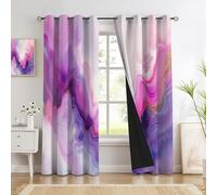 Cortinas Opacas Ondas De Mármol De Ensueño para Dormitorio, con Estampado De Textura Abstracta, Aislamiento Térmico con Ojales para Sala De Estar, 2 Paneles De Cortina De Ventana Púrpura