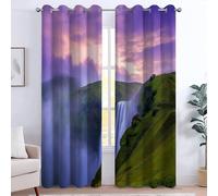 Cortinas Opacas Paisaje de Cascada Natural Térmicas Aislantes Frío y Calor, Cortinas Modernas Decorativas con Ojales para Dormitorio, 234 x 138 cm Colinas Verdes
