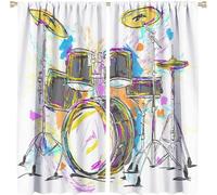 Cortinas Opacas para Dormitorio De Niños Instrumentos De Música Rock Patrón 3D Cortinas Impresas Ojales Aislamiento Acústico Cortinas con Aislamiento Térmico Oficina del Hotel -7233804939423050