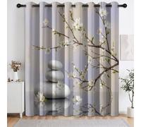 Cortinas opacas para dormitorio infantil Minimalismo Arte Zen Flores Cortinas Aislamiento Térmico con Ojales Juego de 2 Cortinas Estampadas 245 x 140 cm Cortinas de Protección Suave contra el Calor y