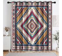 Cortinas opacas para habitación de los niños, juego de cortinas geométricas vintage de rombos con ojales del suroeste americano, cortinas de ventana con aislamiento térmico para dormitorio, sala de
