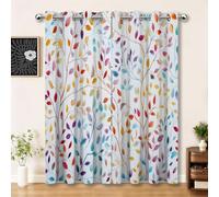 Cortinas Opacas para Sala 2 Piezas 140 X 225 Cm Plantas Ramas Jardín, con Ojales Metálicos, Aislantes Térmicos, Reducción De Luz, Color Naranja Estampadas