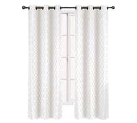 Cortinas opacas para ventana Royal Hotel Bedding Willow Jacquard, color blanco, con ojales, par/juego de 2 paneles, 42 x 96 pulgadas cada uno