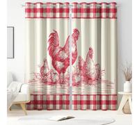 Cortinas opacas para ventanas, cortina con ojales para dormitorio, cocina, sala de estar, 66 pulgadas de ancho x 54 pulgadas de largo, 2 paneles de cortinas de cuadros de línea de gallina