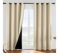 Cortinas opacas personalizables con aislamiento térmico, 2 piezas, color beige, 132 x 213 cm, perfectas para balcones, comedores, dormitorios, material de poliéster que reduce la luz