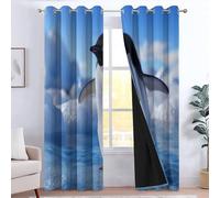 Cortinas Opacas Pingüino para Dormitorio Salon, Térmica Aislante Cortina de impresión Invierno Animales Polares Lindos Pingüinos, Cortinas de oscurecimiento de habitación 100 x 178 cm (A x L)