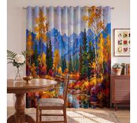 Cortinas Opacas Pintura Al Óleo De Paisaje Otoñal 2 Piezas 140Anx225Al Cm