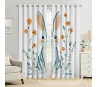Cortinas Opacas Rayas de Conejo de Dibujos Animados Estampado 3D, Térmicas Aislantes y Reducción de Ruido para Dormitorio Salón y Habitación Infantil 2 Paneles 110An x 215Al cm